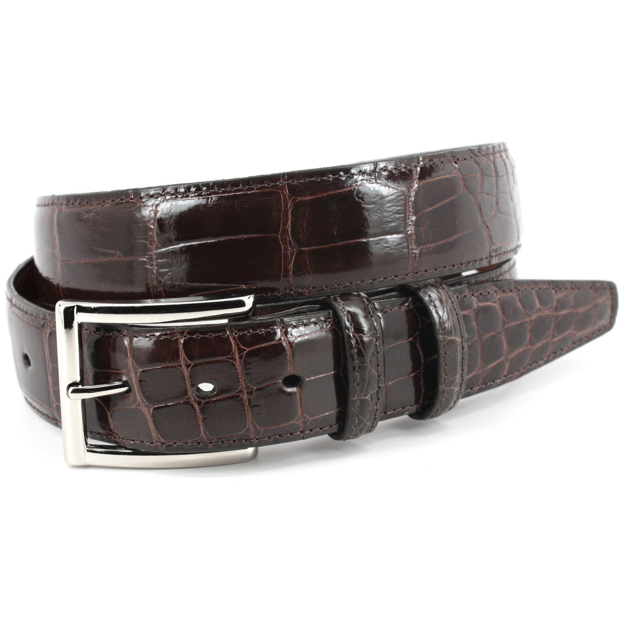 Belts - Glazed American Alligator Stitched